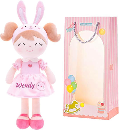 Gloveleya Personalized Doll with Embroidered Name - Pink Bunny Custom Plush Doll for Girls Cute Plush Doll Customized Gift - Muñecas de Trapo Personalizadas para Niñas