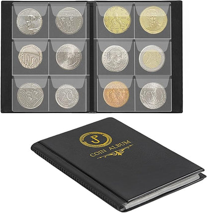 Uncle Paul Coin Album Coin Holder Coin Collection Book for Collectors CS37 (Elegant Black, 45x45 MM Pocket [Fits coins under 40mm])