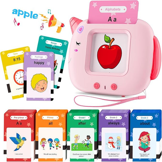 Talking Flash Cards for Toddlers Learning: Alphabet Learning Toys - Matching Spelling Games with 224 Sight Words - Montessori Toys for 3 4 5 6 Years Old Kids (Pink-336 Sight Words)