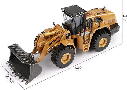 1/50 Scale Diecast Four Wheel Loader Truck Toy, Metal Construction Equipment Bulldozer Models for Kids (Wheel Loader)
