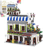 Romantic Restaurant Building Toys, Flowers City Hotel House Building Kit with Bear Mini Bricks, City Street House Construction Toys, 2107Pcs Mini Bricks