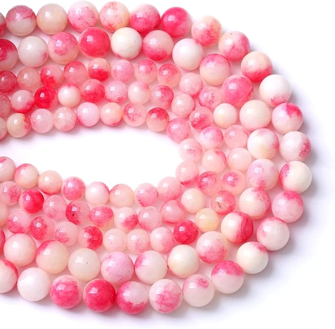 10MM 38PCS Pink Tourmaline Jade Stone Beads for Jewelry Making DIY Bracelet Necklace 15"