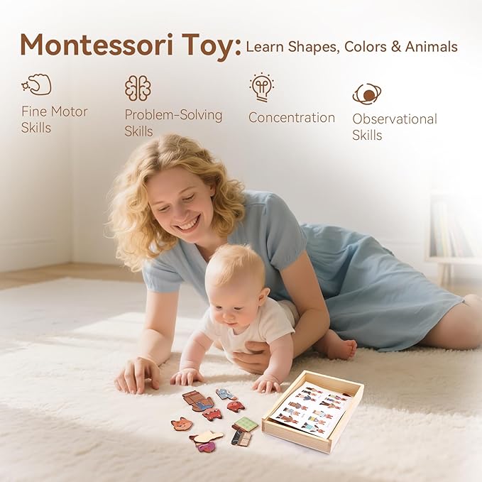Wooden Puzzles for Toddlers Animal Dress-up Puzzle, Toddler Puzzles, Kids Learning Educational Montessori Toys for 3 4 5 Year Old, Gifts for Boys Girls(Family of 3)
