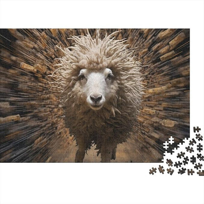 Sheep 500 Pieces 3D Animal Thickened Wooden Jigsaw Puzzles Adults Fun Toy Intellectual Game Home Decoration Education Game Stress Relief Toy Premium & Durable 500pcs (52x38cm)
