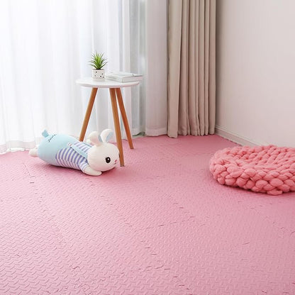Coolcandy Solid Colored Foam Play Mat, 12"*12" Each Mat丨Non-Toxic Soft Baby Play Mat, 0.4" Thickened Square Interlocking Floor Mats - Toddler Playmat for Playing, Exercise(Pink/16 Tiles)