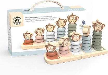 Speedy Monkey Kids Family Stacker, 5 Stackable Monkeys: Parent, Child, Sibling, Non-Toxic Paint, Develops Dexterity & Creativity, Educational Toy for Early Learning