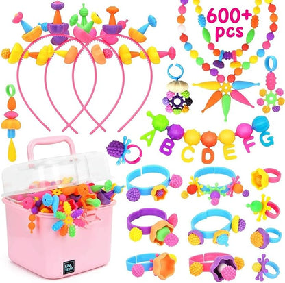 NIDOOT 550Pc+ Pop Beads Jewelry Making kit for Girls 4-6, Arts and Crafts for Kids Ages 4-8, Toys for 4 5 6 Years Old Girl Birthday Christmas Gifts Ideas, Bracelet Necklace Ring Snap Bead Set