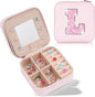 Personalized Jewelry Box - Small Travel Jewelry Organizer, Cute Storage for Women's Accessories, Travel Essentials & Birthday Gifts | Pink,L