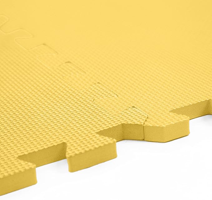 FlooringInc's 1/2" Soft Non-Toxic Baby Play Mat, Toddler Playmat, Colorful Puzzle PlayMat, Floor Mats for Kids & Babies, EVA Foam Interlocking Tiles for Nursery & Playroom | Yellow, 20 Tiles, 80 Sq/Ft