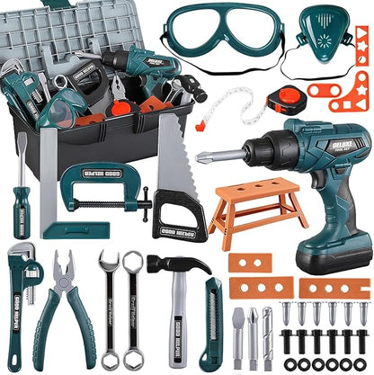 Kids Tool Box–Zealous 48 PCS Pretend Play Tools Toys for Toddler,Electric Drill Kids Tool Kit for Boys & Girls Ages 3-8 Years Old, Construction Tool Kit Playset for Boys