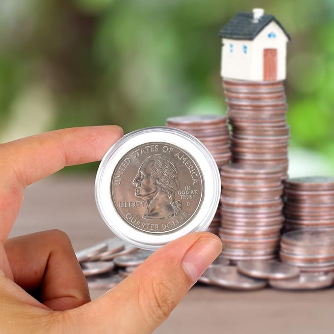 Utron 180P Clear Plastic Coin Capsules, Dollar Coin Holder, 40mm Silver Coin Storage for Collectors, Morgan Silver Dollar Coin Holders with Adjustable Gasket (17/20/25/27/30/33/38/40mm) (60P)
