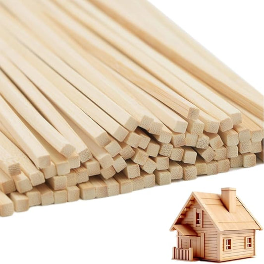 1/2 x 12 Inch 10 PCS Square Dowel Rods Wood Sticks Wooden Dowel Rods - Unfinished Bamboo Sticks - for Crafts,Home Decor, Model Making and DIYers