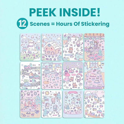 Christmas Sticker + Coloring Book for Kids (500+ Holiday Stickers & 12 Scenes) by Cupkin, Fun Side by Side Winter Activity Books, Stocking Stuffer for Older Boys & Girls Ages 2-4, 4-8 or 8-10