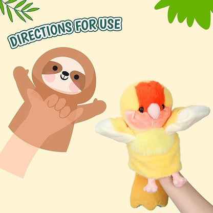 Easfan Yellow Parakeet Parrot Hand Plush Puppet Cute Bird Interactive Storytelling Cute Soft Plush Toy Creativity and Imagination Easter Christmas Birthday Gifts for Toddlers Kids,11.5’’
