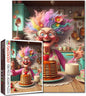 Funny Grandma Pancake Jigsaw Puzzles 1000 Pieces Rainbow Hair Elderly Lady Art Jigsaw Puzzles for Challenging Family Games Kitchen DIY Handwork Puzzle for Home Wall Decor Gifts 20x27 Inches