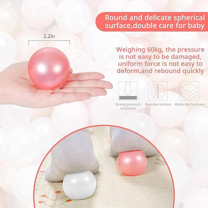 Ball Pit Balls Pack of 100 200 500 - Star and Round Set BPA Free Phthalate Free Non-Toxic Crush Proof Play Balls Soft Plastic Balls for Toddlers Baby Kids Birthday Pool Tent Party