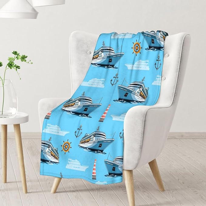 Kids Blanket Ship Throw for Boys Men - 60x80 Inches Lightweight Sofa All Season Throw Blankets for Sofa Couch Bed Office Car