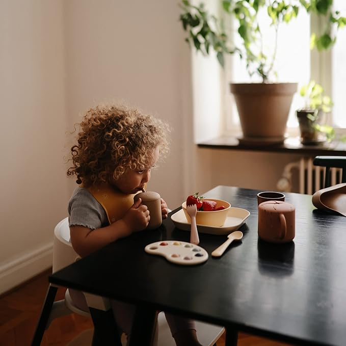 mushie Round Dinnerware Bowls for Kids | Made in Denmark, Set of 2 (Daffodil)