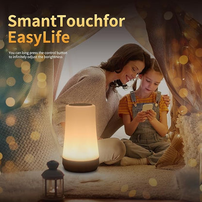 OORUN Touch Bedside Table Lamp,13 RGB Colors & 5 Brightness, USB Rechargeable Desk Lamp, Remote Control Dimmable Light with RGB Color Changing,Portable Lamp for Baby (F9)