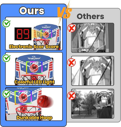EagleStone 63IN Kids Arcade Basketball Hoop Indoor, LED Scoreboard Basketball Arcade Game Set for Outdoor with Cheer Sounds, Kids Basketball Toys for Boys Girls Age 3-5 5-7 4-8