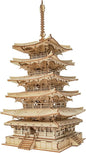 ROBOTIME 3D Puzzle Wooden Craft Kits for Adults DIY Model Building Kit Best Gift for Kids (Five-Storied Pagoda)