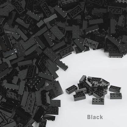 500 Piece Classic Building Bricks and 1 Gray Baseplate, 2x4 Bricks Bulk Creative Building Toys, Blocks Bulk for Kids Ages 6+, Black(Samll Bricks, 1.25x0.62x0.47 in)