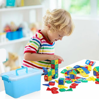155 Pieces Interlocking Building Blocks for Kids with Storage Box Building Toys Waffle Blocks for Kids Construction Learning Educational Toy Sets