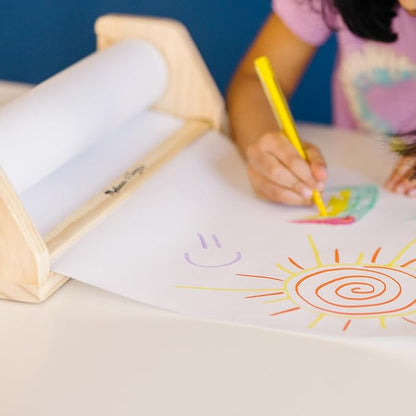 Melissa & Doug Wooden Tabletop Paper Roll Dispenser With White Bond Paper (12 inches x 75 feet) Drawing For Kids Art, Craft Roll For Kids