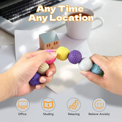 Magnetic Balls Fidget Toys,8Pcs Silicone Magnetic Balls,Magnet Stress Relief Toys,Silicone Desk Fidgets Toys for Office,Sensory Fidget Ball Toy for Adults, Teens with ADHD,Anxiety (Light-Color, 8)