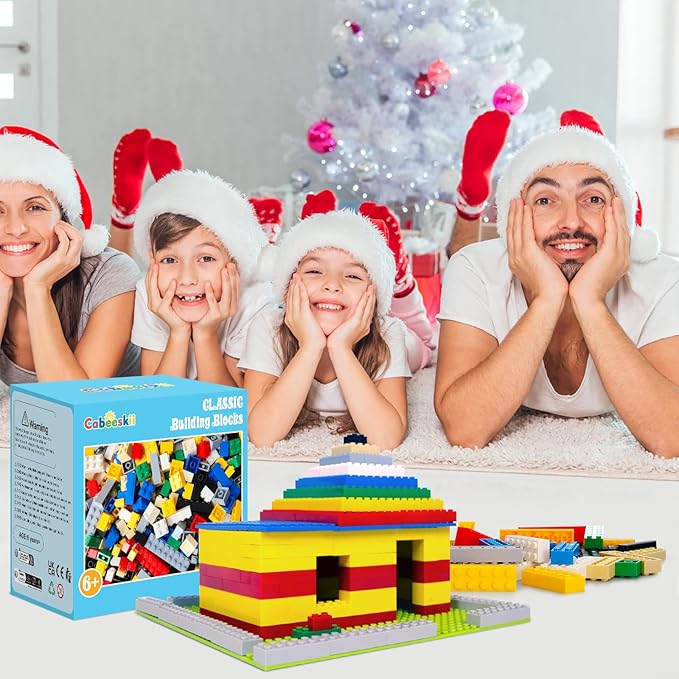 560 Pieces Classic Building Blocks Bulk with 2 Baseplates, Building Bricks in 7 Size and 8 Color, Compatible with All Major Bricks, for Kids & MOC Lovers