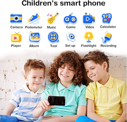 PTHTECHUS® Kids Phone Toy for Boys Girls, 3.8 "Touch Screen Toddler Smartphone with Fun Cameras 16 Games MP3 Music Player Audio Recorder Pedometer Torch Alarm Clock Children Phone for Ages 4-14