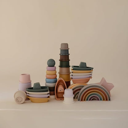 mushie Stacking Cups Toy | Made in Denmark (Retro)