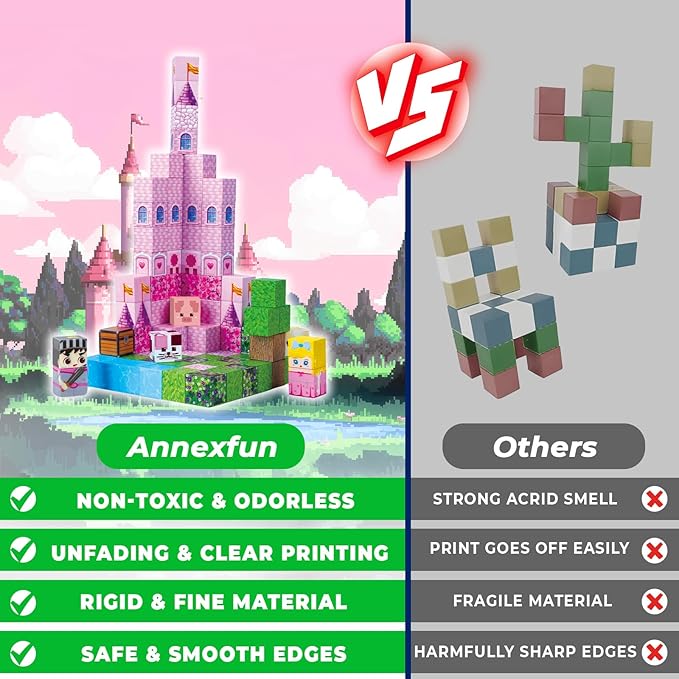Magnetic Blocks-100PCS Magnetic Building Blocks, Princess Castle Building Set, STEM Learning Toys for Kids Ages 3-8