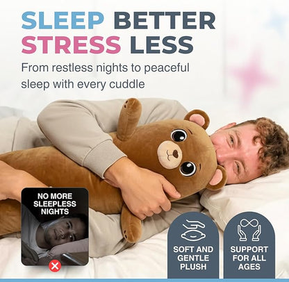Bear Plush Body Pillow for Kids | Long Stuffed Animal Cuddle Pillow | Soft Hugging Toy | Plushie Gift for Girls & Boys | Long Plush Body Pillow for Sleep & Comfort | Large, 47 Inches