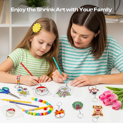 Auihiay 50PCS Shrink Plastic Sheet, Shrink Films Papers, Shrinky Art for DIY Keychains Making, Easter Decorations Ornament, and Mothers Day Gifts, 7.9 x 5.7 inch / 20 x 14.5 cm