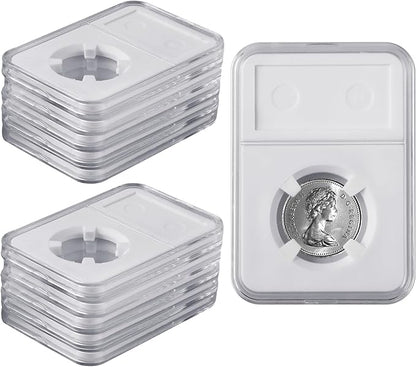 10 Packs 30mm Coin Slab Display Holder, Storage Case for JFK Half Dollar, Clear Acrylic Cases for Coin Organize and Collection, Four-Point Fixation Coin Slab Capsules Protector