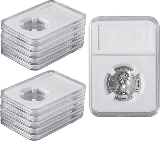 10 Packs 30mm Coin Slab Display Holder, Storage Case for JFK Half Dollar, Clear Acrylic Cases for Coin Organize and Collection, Four-Point Fixation Coin Slab Capsules Protector