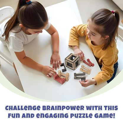Sharp Brain Zone Wooden Puzzle Box – 3D Wooden Brain Teaser Puzzle with Secret Compartments | Handcrafted Natural Wood, STEM Educational Logic Game & Unique Gift for Puzzle Lovers