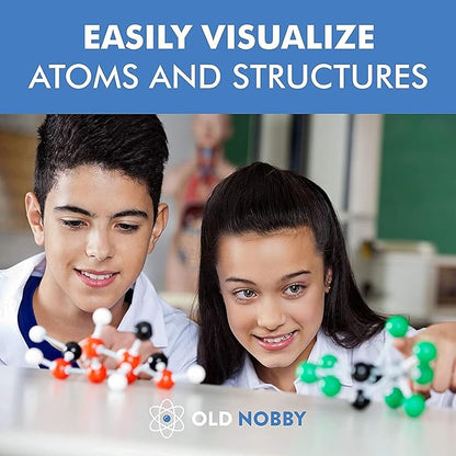 Old Nobby 118-Piece Supplementary Chemistry Molecular Model Kit - Build 3D Structures for Study, Teaching and Lab Use - Durable Atoms and Bonds, Easy Assembly with Portable Storage Case