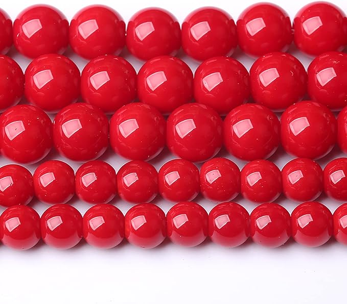 90PCS 8MM Red Glass Round Spacer Loose Beads for Jewelry Making DIY Bracelet Necklace
