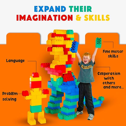 BiggoBlocks Big Blocks for Kids Ages 4-8, Indoor & Outdoor Blocks for Kids Jumbo Games, Large Building Blocks (24 PC) Beginner Set