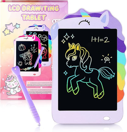 Unicorn Toys LCD Writing Tablet for Girls Kids,Colorful Toddler Drawing Tablet for Educational Baby Girl, Doodle Board Pad Toy for 3 4 5 6-12 Years Old Kid Birthday Party School, 8.5 Inch Purple