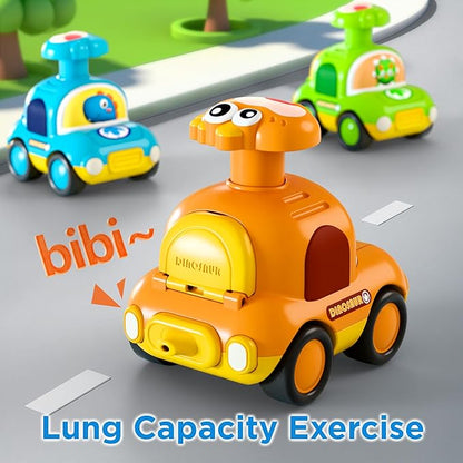 iPlay, iLearn Press to Go Dinosaur Car Toys for Toddlers 1-3, Baby Play Race Vehicle Set, Infant Dino Push Go Friction Toy, 4pcs Animal Car for 12 18 24 Month, 1st Birthday Gift for 1 2 3 Yr Boy Child