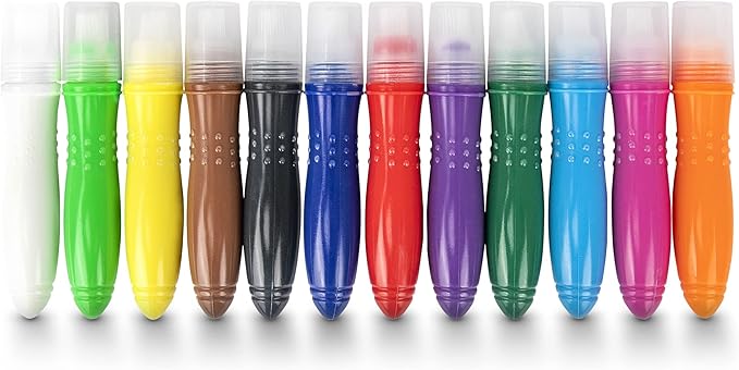 12 Squeezable Paint Brushes Classic Colors for Kids, Tempera Paint Brush, Assorted Fun Colors for Toddler, (24ml/0.8oz Each) (Pack of 2)