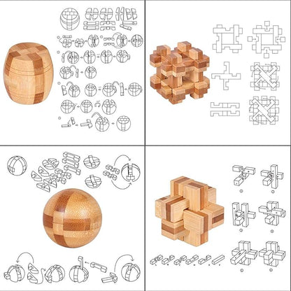 Brain Teaser Puzzle 20Pcs Unlock Interlock Game IQ Test Wooden Toy 3D Unlock Interlock Puzzle Magic Ball Brain Teaser Toy Puzzles for Adults