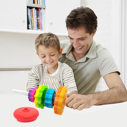 Spinning Stacking Toys, Educational Toddler Toy Stacking Rings Baby Toys, Montessori Toy for Girls and Boys, Spin Gears Christmas Birthday Gift for 1-3 Year Old