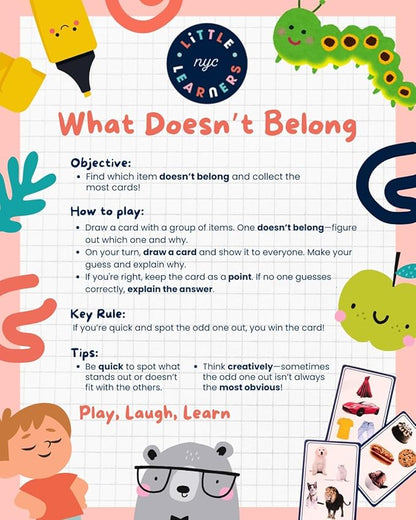 What Doesn't Belong? Educational Card Game for Kids – Fun Logic & Critical Thinking Game for Preschool & Kindergarten – Speech Therapy, Homeschool & Classroom Learning Activity