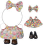 Clothes for 17cm Doll (Clothes Only) – 3-Piece Set with Floral Dress, Bow Headband, and Shoes for a Unique Dressed-Up Look – Fashion Handmade Accessories for Doll