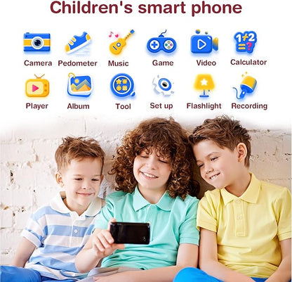 PTHTECHUS® Kids Phone Toy for Boys Girls, 3.8 "Touch Screen Toddler Smartphone with Fun Cameras 16 Games MP3 Music Player Audio Recorder Pedometer Torch Alarm Clock Children Phone for Ages 4-14
