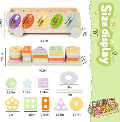 Montessori Toys for 1 2 3 Year Old, Wooden Color & Shape Sorting Matching Toys | Learning Educational Toys for 1-3 Year Old Kids | One 1st 2st Birthday Gift for Boy Girl